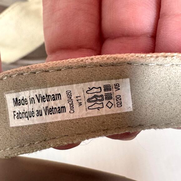 CROCS Leigh II Wedge Sandals Women's 11 Neutral Ankle Strap Casual Summer Comfy - Picture 9 of 10